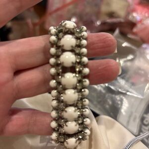 Elegant White and Silver Beaded Bracelet